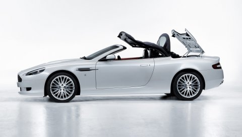 Aston martin, db9, 2008, белый, вид сбоку, стиль, спорт, автомобили