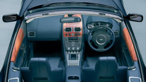 Aston martin, db9, 2004, черный, салон, салон, руль, спидометр