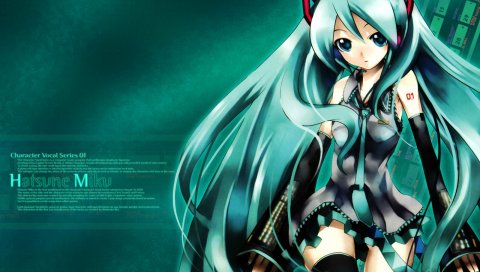 Hatsune miku, девушка, милый, поза, взгляд