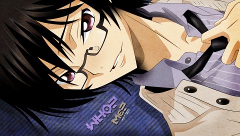 Мальчик, код geass, брюнетка, очки, милый