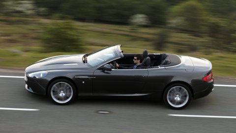Aston martin, db9, 2010, черный, вид сбоку, автомобили, асфальт, скорость
