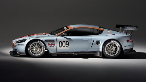 Aston martin, dbr9, 2008, белый, вид сбоку, стиль, спорт, авто