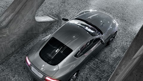 Aston martin, db9, 2008, металлик серый, вид сверху, стиль, автомобили, отражение
