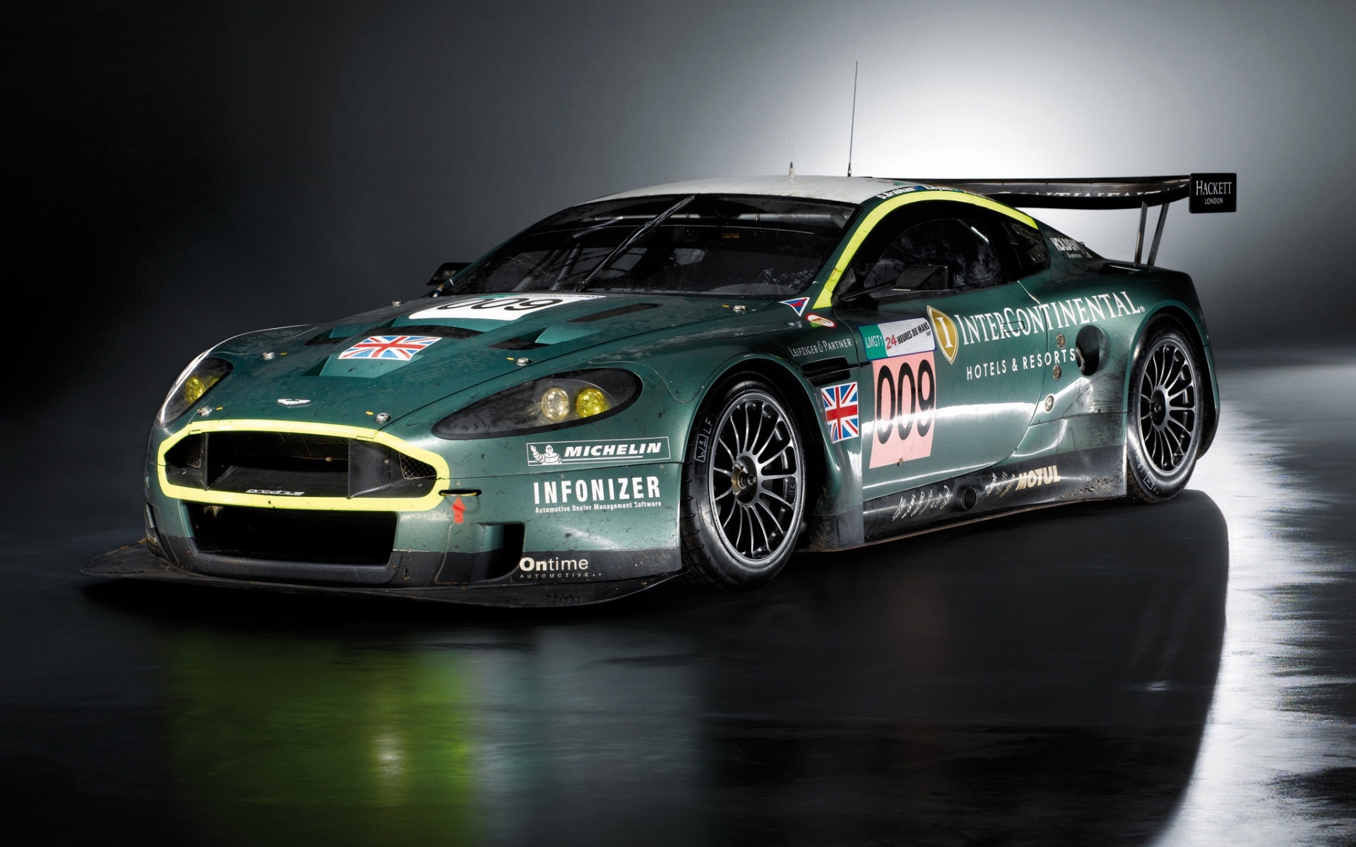 Картинки Aston martin, dbr9, 2007, зеленый, вид сбоку, стиль, спорт, авто фото и обои на рабочий стол