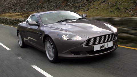 Aston martin, db9, 2004, серый, вид спереди, стиль, автомобили, скорость, природа, асфальт
