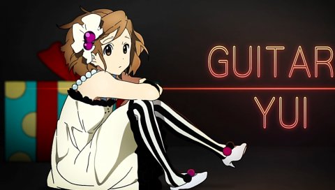 Девушка, k-on, брюнетка, осанка, фон