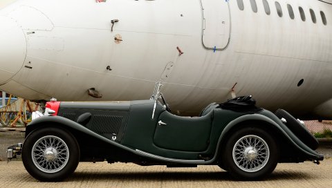 Aston martin, 1937, зеленый, черный, вид сбоку, ретро, ??стиль, автомобили