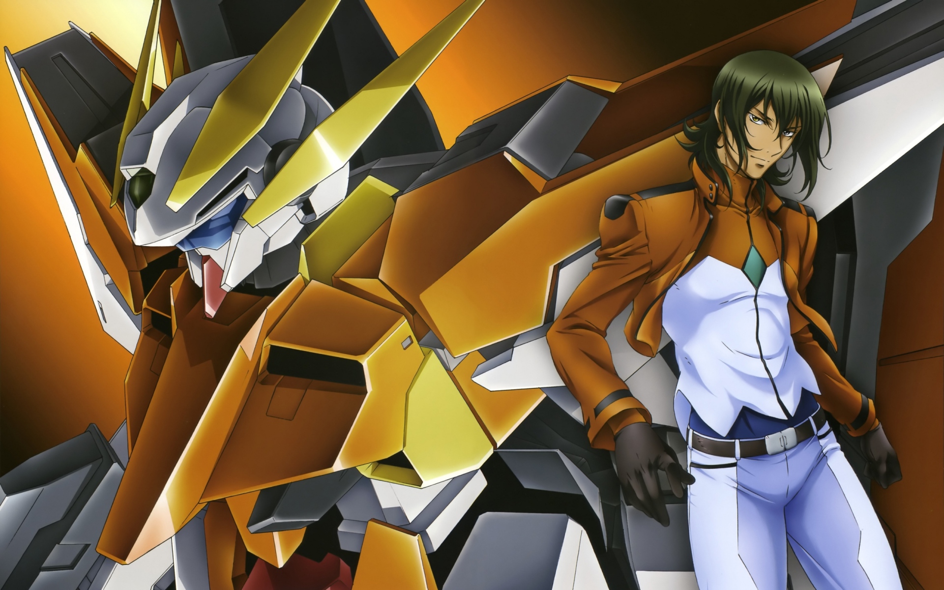 Картинки Мальчик, gundam, брюнетка, робот, фон фото и обои на рабочий стол