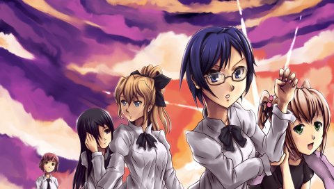 Девушка, katawa shoujo, движение, взгляд, закат, осанка