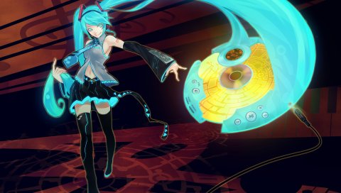 Девушка, hatsune miku, улыбка, игрок, движение