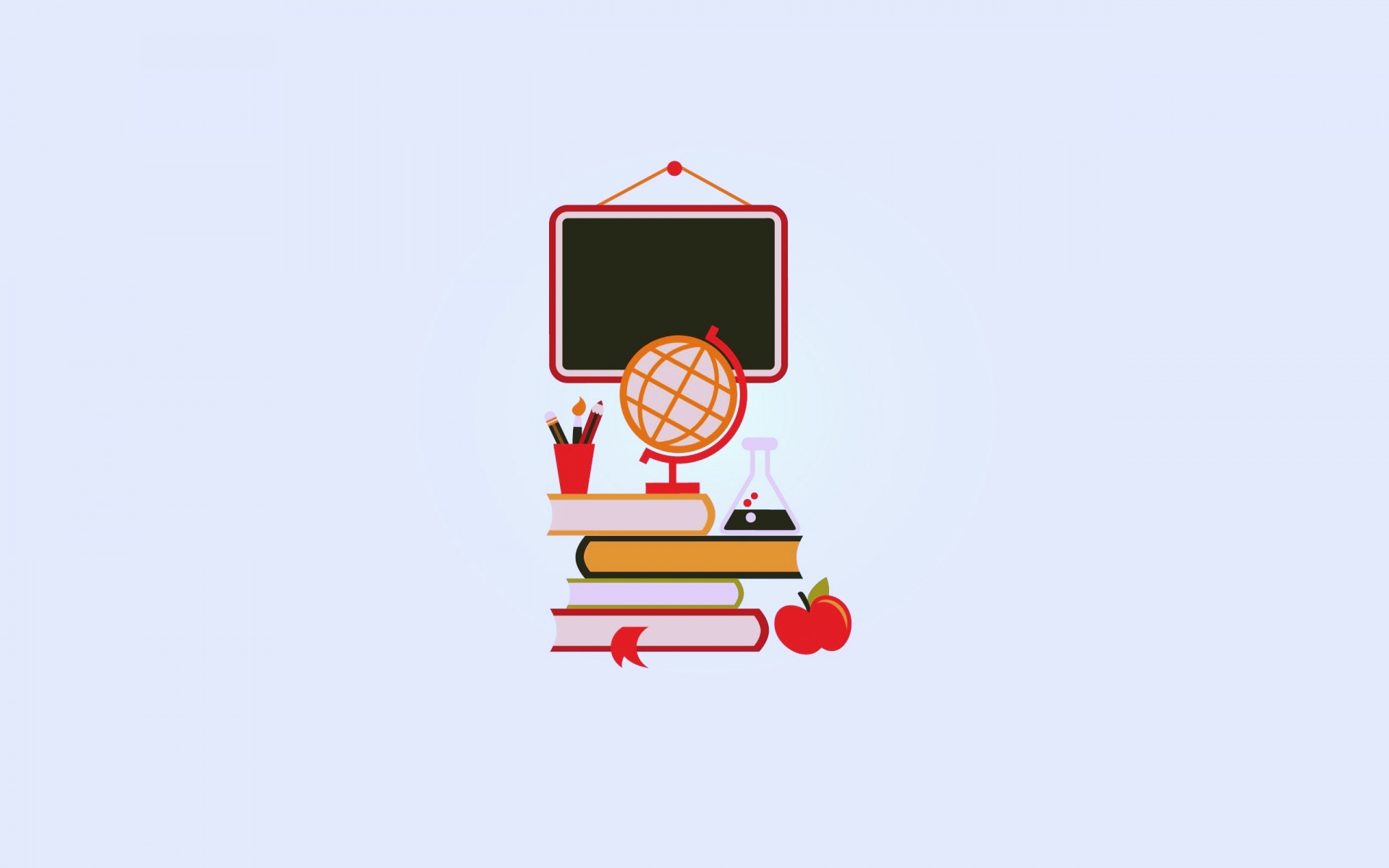 Картинки Доска, глобус, книги, яблоко фото и обои на рабочий стол