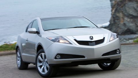 Acura, zdx, 2009, серебристый металлик, вид спереди, стиль, автомобили, море, трава, асфальт
