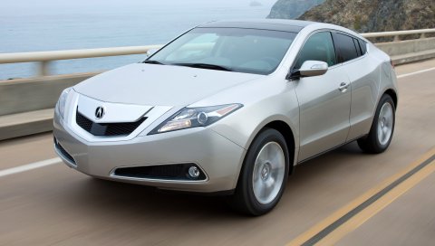 Acura, zdx, 2009, серебристый металлик, вид спереди, стиль, автомобили, скорость, море, горы