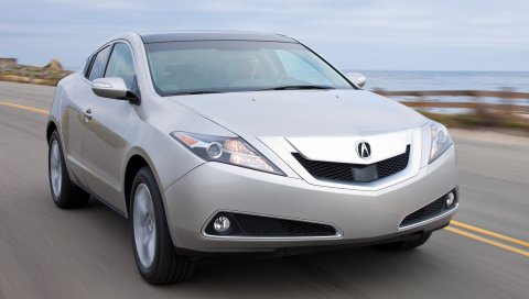 Acura, zdx, 2009, серебристый металлик, вид спереди, стиль, автомобили, скорость, море, асфальт