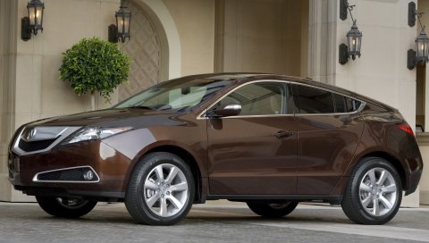Acura, zdx, 2009, коричневый, вид сбоку, стиль, автомобили, здание, кустарник, асфальт