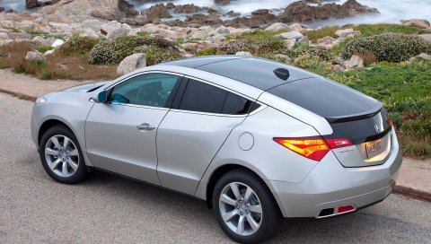 Acura, zdx, 2009, металлическое серебро, вид сверху, стиль, автомобили, природа, море, трава, асфальт