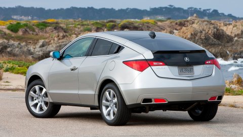 Acura, zdx, 2009, серебристый металлик, вид сбоку, стиль, автомобили, природа, деревья, трава, асфальт