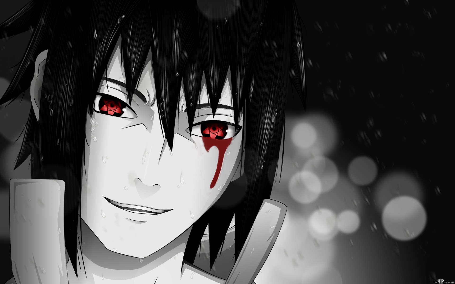 Картинки Парень, hd Наруто shippuden, брюнетка, улыбка, глаза, красный фото и обои на рабочий стол