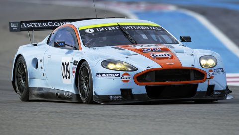 Aston martin, dbr9, 2008, белый, вид спереди, стиль, спорт, автомобиль, гоночный автомобиль, трек