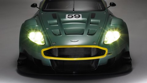 Aston martin, dbr9, 2005, зеленый, вид спереди, стиль, спорт, автомобиль, гоночный автомобиль