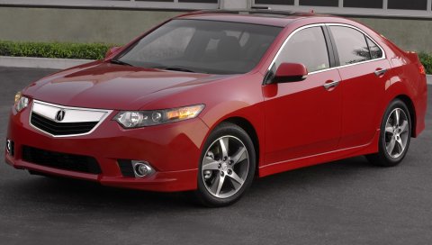 Acura, tsx, 2011, красный, вид спереди, стиль, автомобили, здания, трава, асфальт