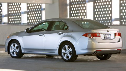 Acura, tsx, 2008, серебристый металлик, вид сбоку, стиль, автомобили, здание