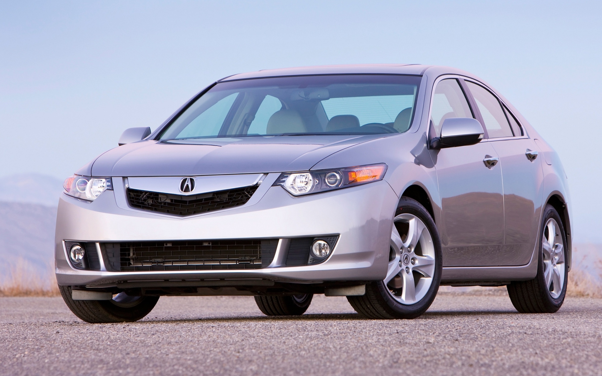 Картинки Acura, tsx, 2008, серебристый металлик, вид спереди, стиль, автомобили, небо фото и обои на рабочий стол