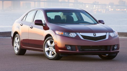 Acura, tsx, 2008, красный, вид спереди, стиль, авто, туман, дом, свет