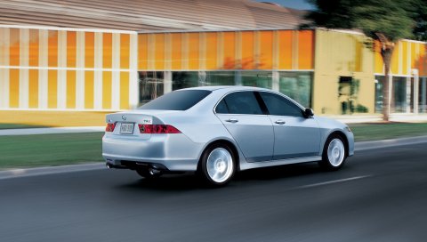 Acura, tsx, 2006, серебристый металлик, вид сбоку, стиль, автомобили, скоростное строительство, дерево, асфальт
