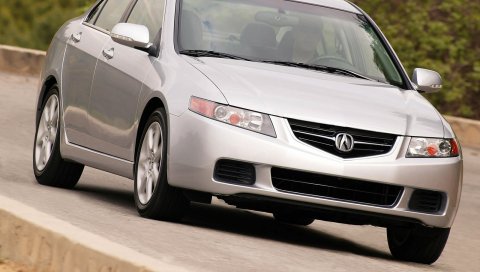 Acura, tsx, 2003, серебристый металлик, вид спереди, стиль, автомобили, скорость, асфальт, деревья