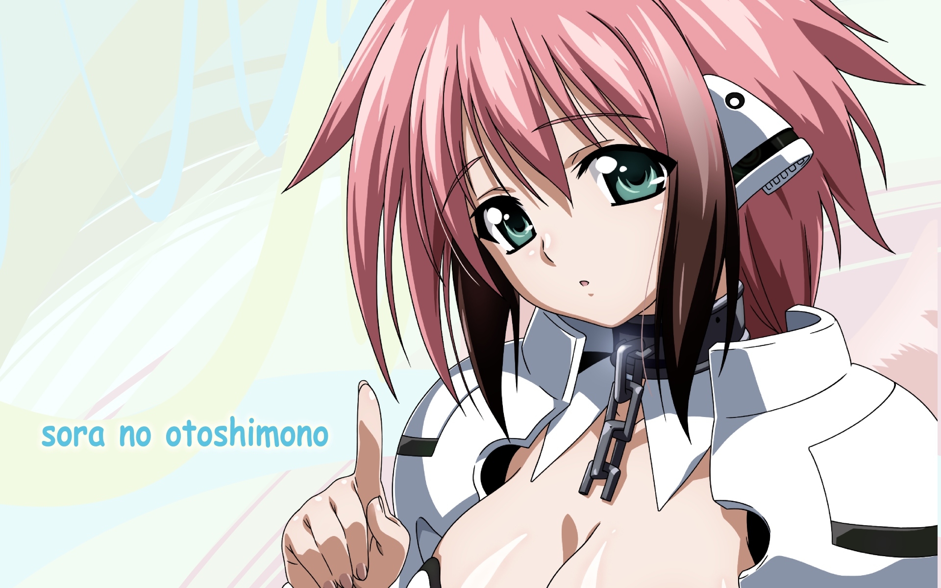 Картинки Девушка, sora no otoshimono, брюнетка, жест, палец фото и обои на рабочий стол