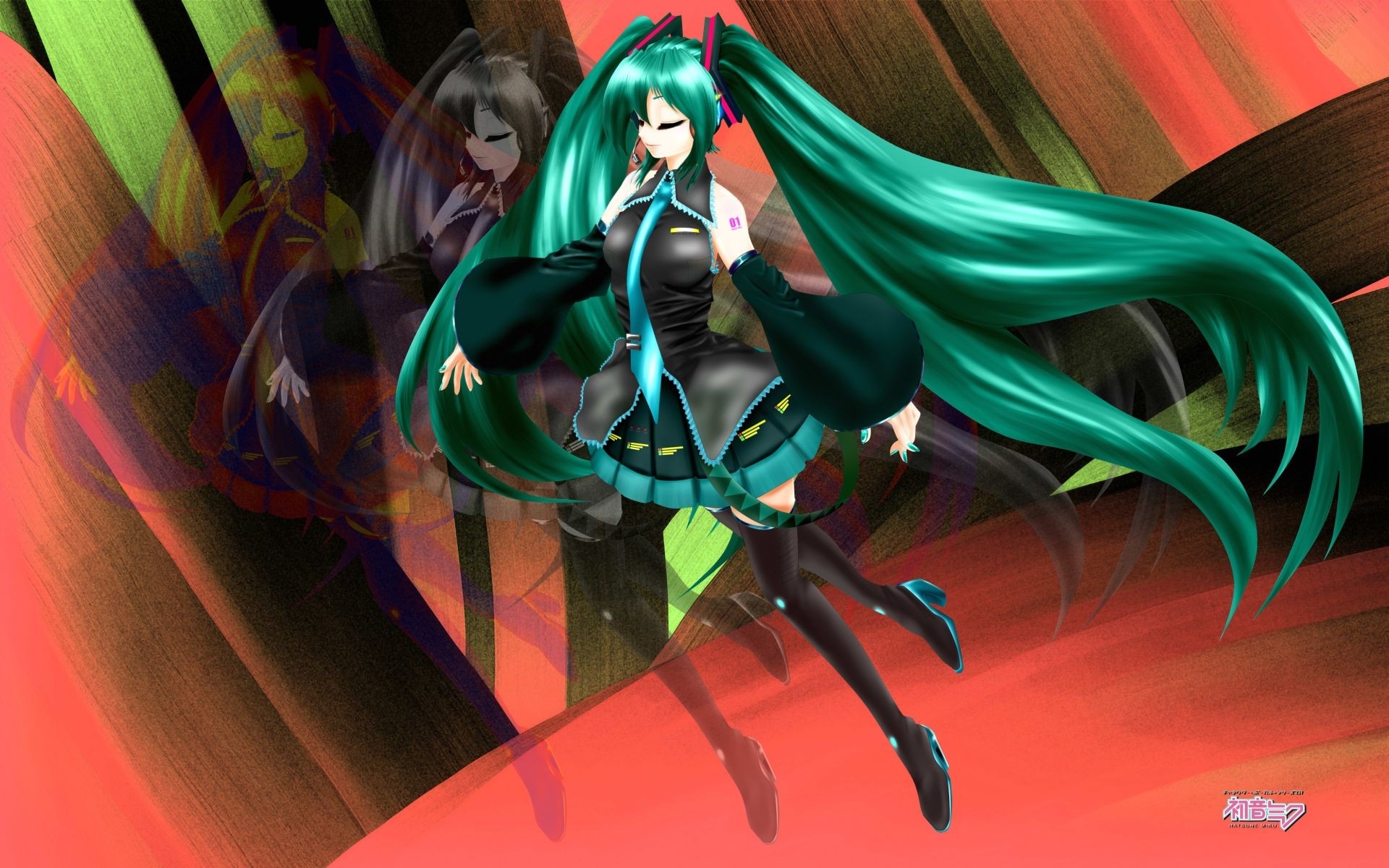 Картинки Аниме, девушка, hatsune miku, полет, улыбка фото и обои на рабочий стол