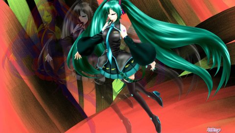 Аниме, девушка, hatsune miku, полет, улыбка