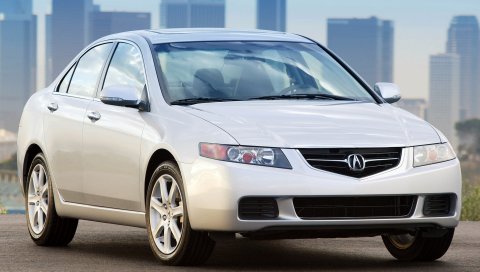 Acura tsx, 2003, белый, вид спереди, стиль, автомобили, здания, асфальт