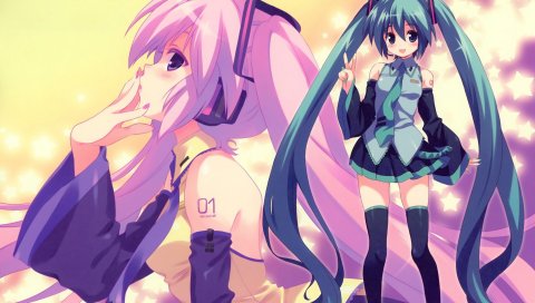 Девушка, hatsune miku, сладкий, улыбка, жест