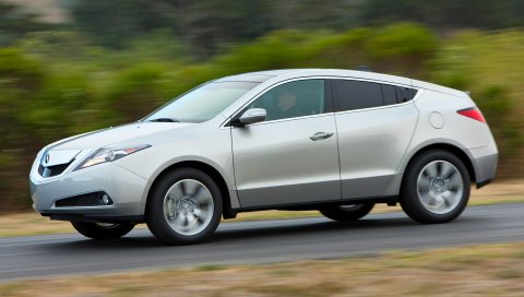 Acura, zdx, 2009, серебристый металлик, вид сбоку, стиль, автомобили, скорость, кустарники, деревья