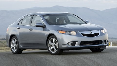 Acura, tsx, 2010, серый металлик, вид спереди, стиль, автомобили, туман, горы, облака, асфальт
