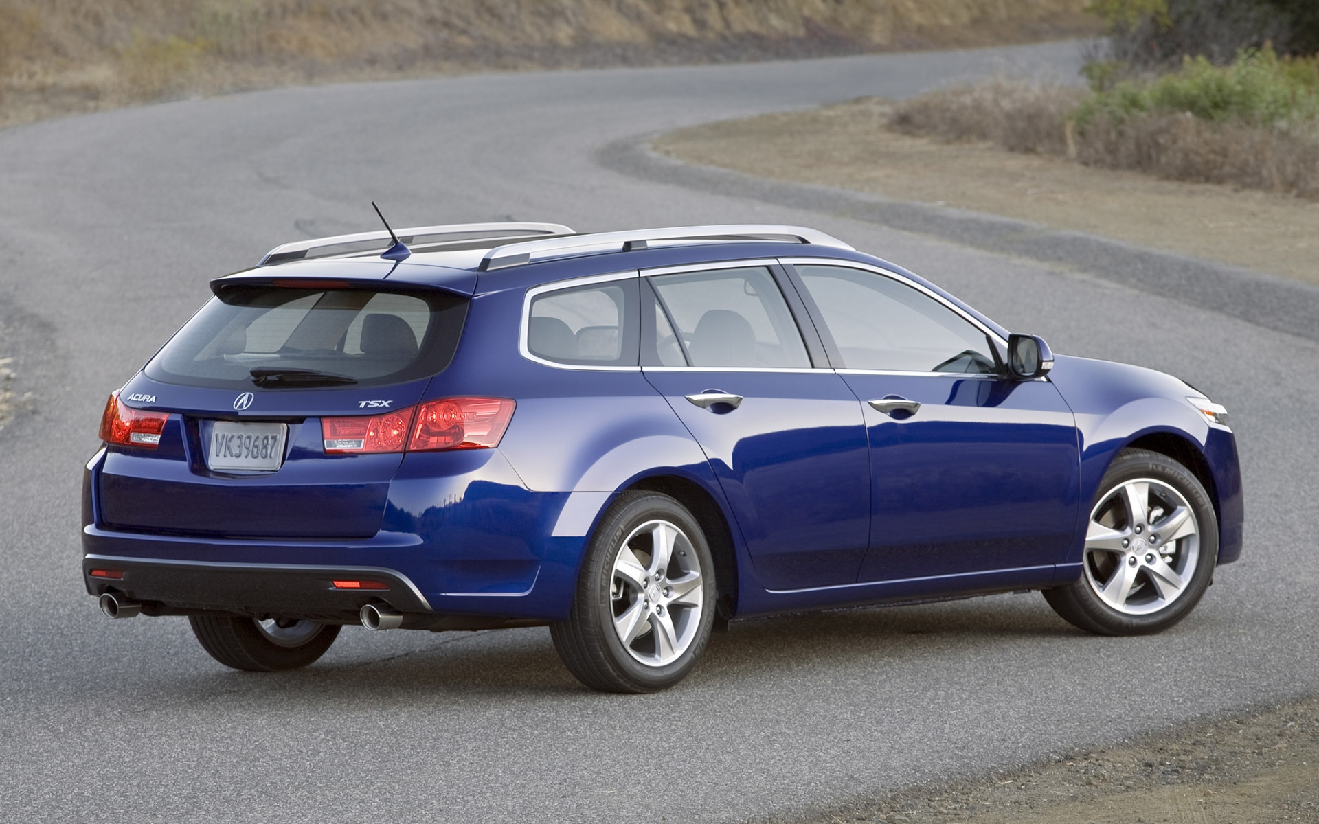 Картинки Acura, tsx, 2010, синий, вид сбоку, стиль, автомобили, кустарники, асфальт фото и обои на рабочий стол