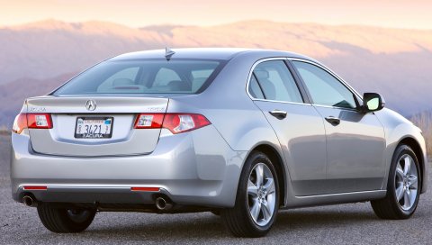 Acura, tsx, 2008, металлический серебристый, вид сзади, стиль, автомобили, горы, закат, асфальт