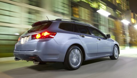 Acura, tsx, 2010, синий, вид сбоку, стиль, автомобили, город, улица, огни, скорость, асфальт