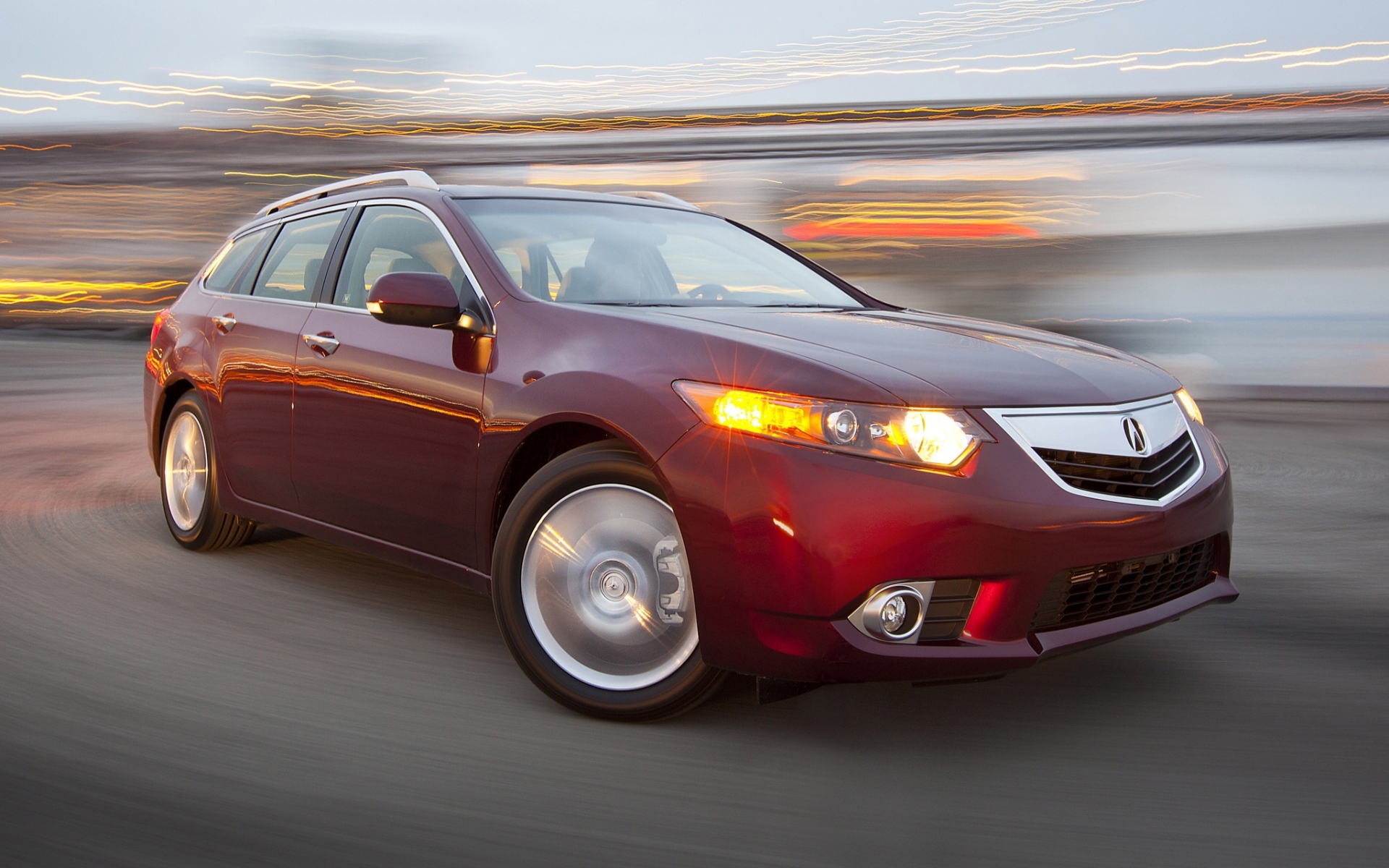 Картинки Acura, tsx, 2010, красный, вид спереди, стиль, автомобили, скорость, дрифт, огни фото и обои на рабочий стол