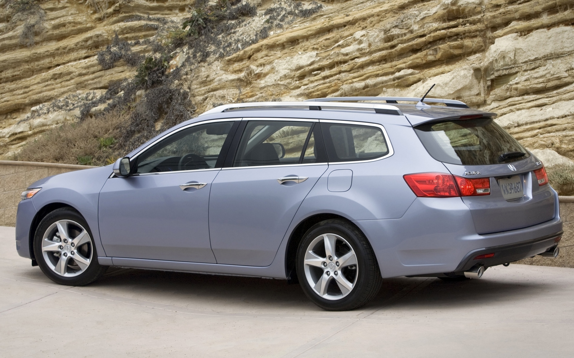 Картинки Acura, tsx, 2010, синий металлик, вид сбоку, стиль, автомобили, скорость, скалы, природа фото и обои на рабочий стол