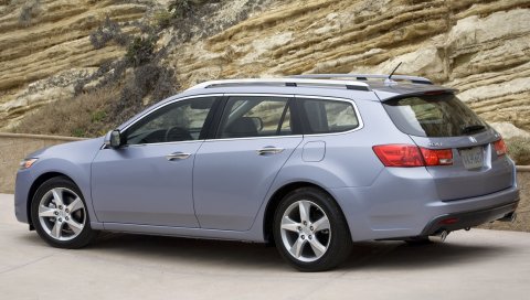 Acura, tsx, 2010, синий металлик, вид сбоку, стиль, автомобили, скорость, скалы, природа