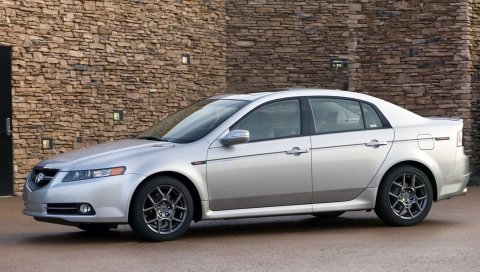 Acura, tl, 2007, серебристый металлик, вид сбоку, стиль, автомобили, здания, асфальт