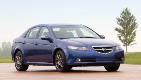 Acura, tl, 2007, синий, вид сбоку, стиль, автомобили, небо, природа, трава, дерево