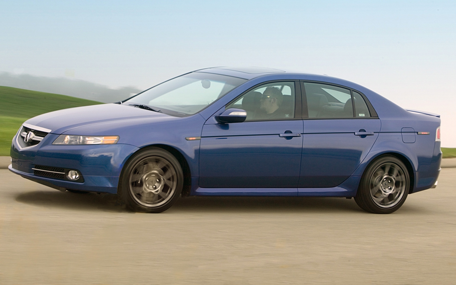Картинки Acura, tl, 2007, синий, вид сбоку, стиль, автомобили, скорость, природа фото и обои на рабочий стол