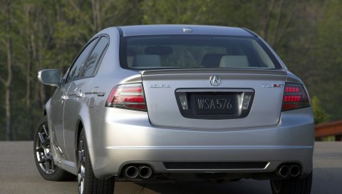 Acura, tl, 2007, металлическое серебро, вид сзади, стиль, автомобили, деревья, асфальт