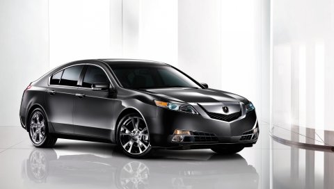 Acura, tl, 2008, черный, вид сбоку, стиль, автомобили, отражение