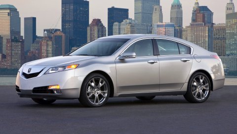 Acura, tl, 2008, серебристый металлик, вид сбоку, стиль, автомобили, город, фары, асфальт