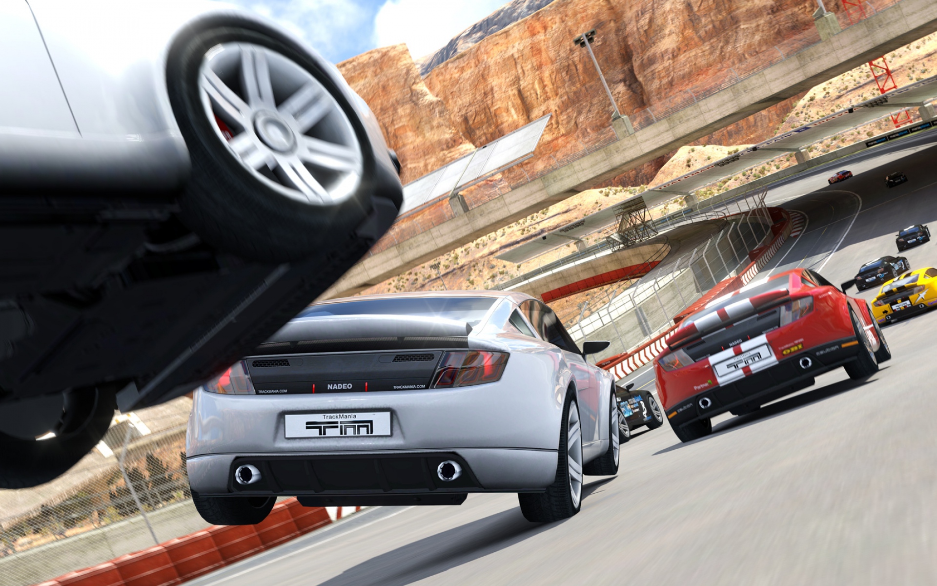 Картинки Trackmania, автомобиль, трек, горы, прыжок фото и обои на рабочий стол